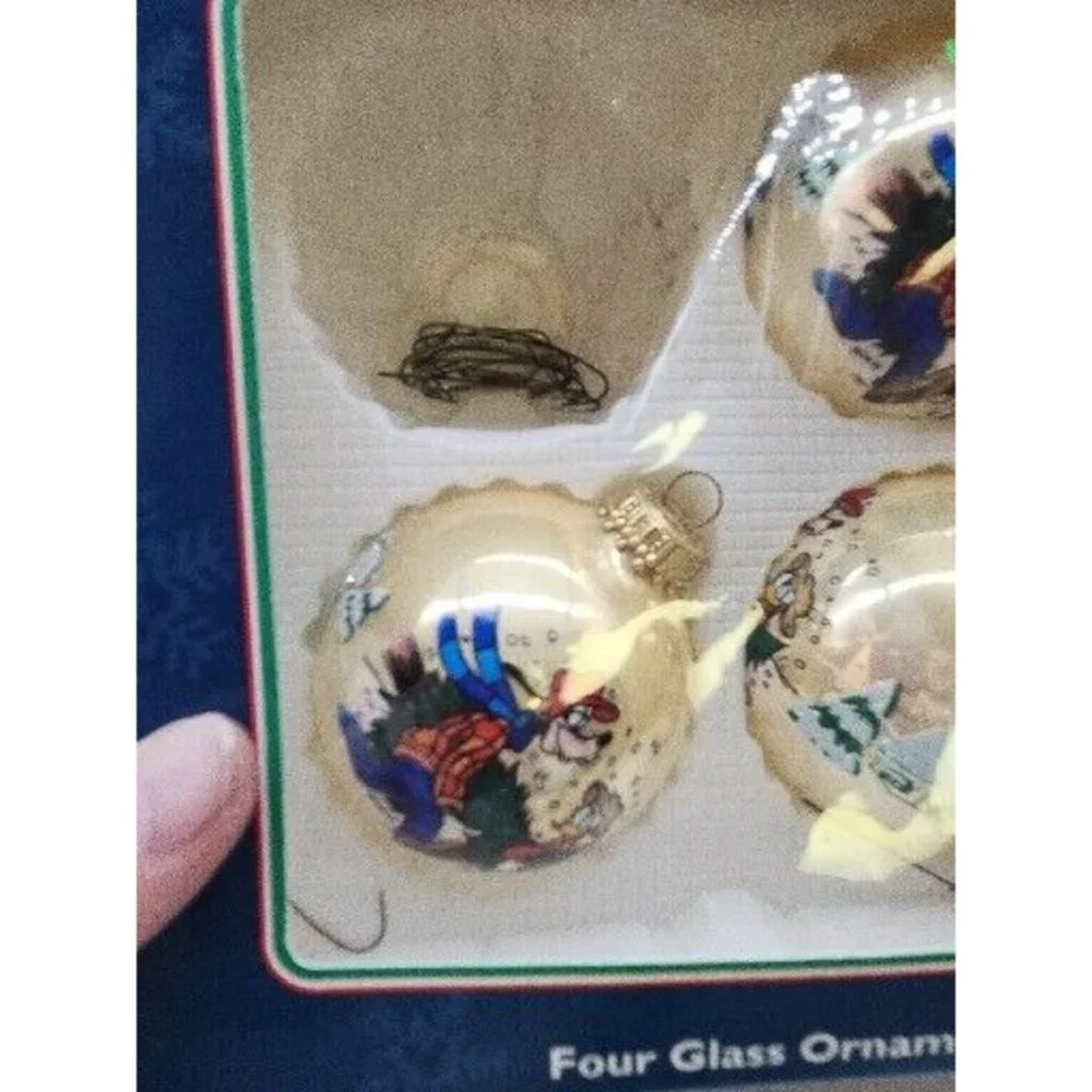 Disney Mickey Unlimited Goofy Donald Duck Christmas Krebs 3 Glass Ornaments USA‎